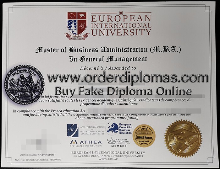 buy fake European International University diploma