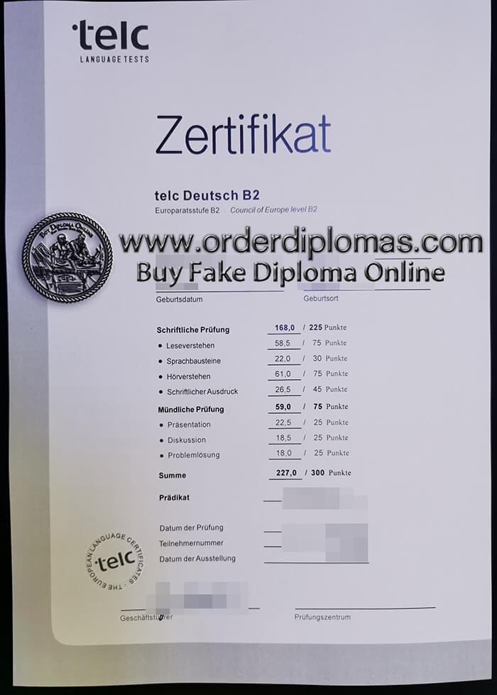 buy fake TELC Certificate