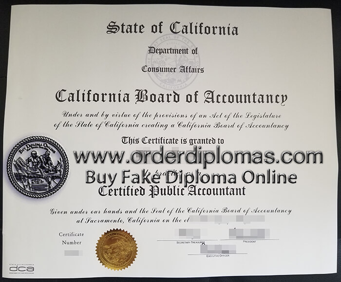 buy fake state of California CPA certificate