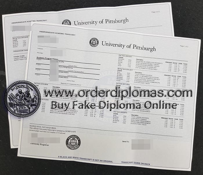 buy fake University of Pittsburgh transcript