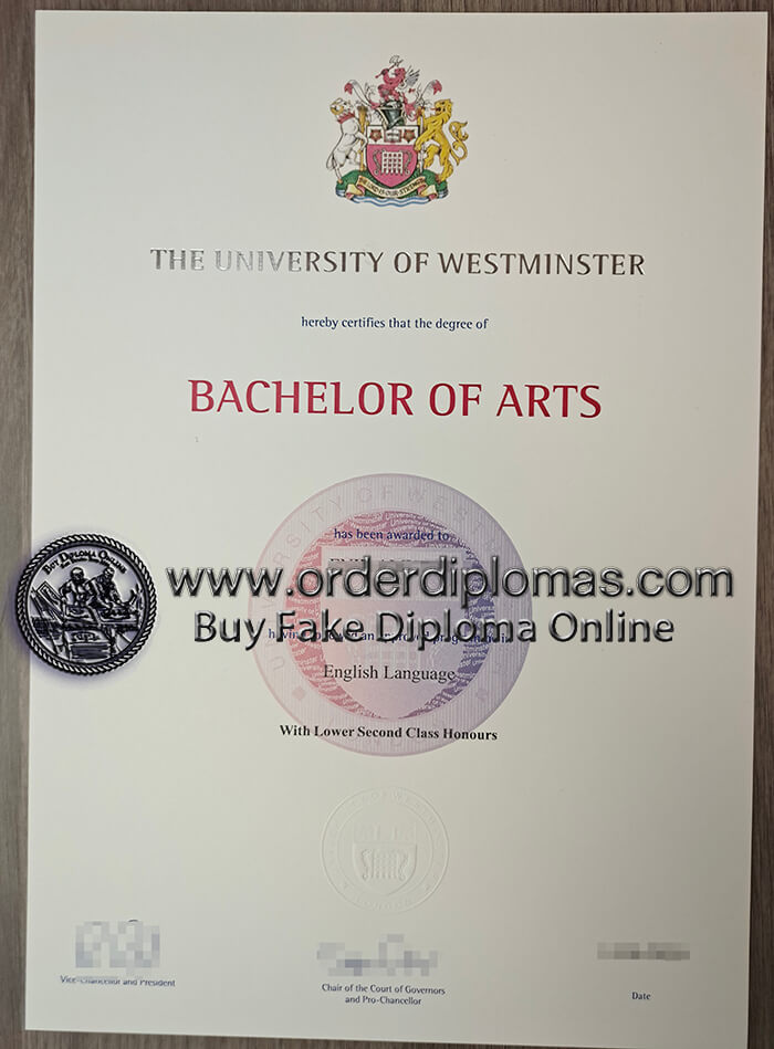buy fake University of Westminster diploma