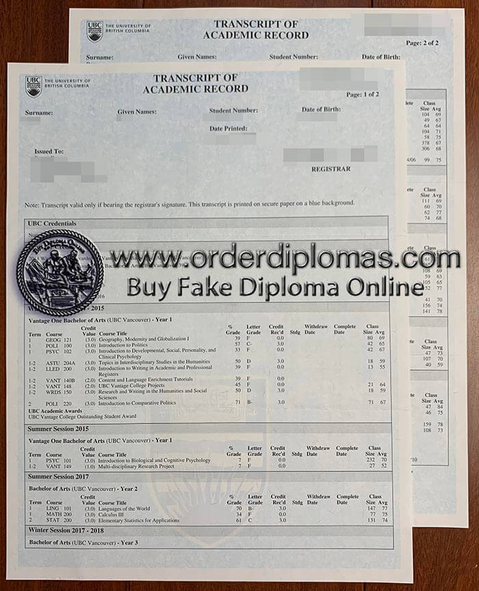 buy fake University of British Columbia diploma