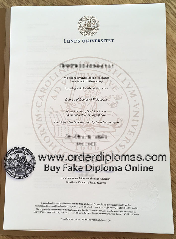 buy fake Lunds university degree certificate