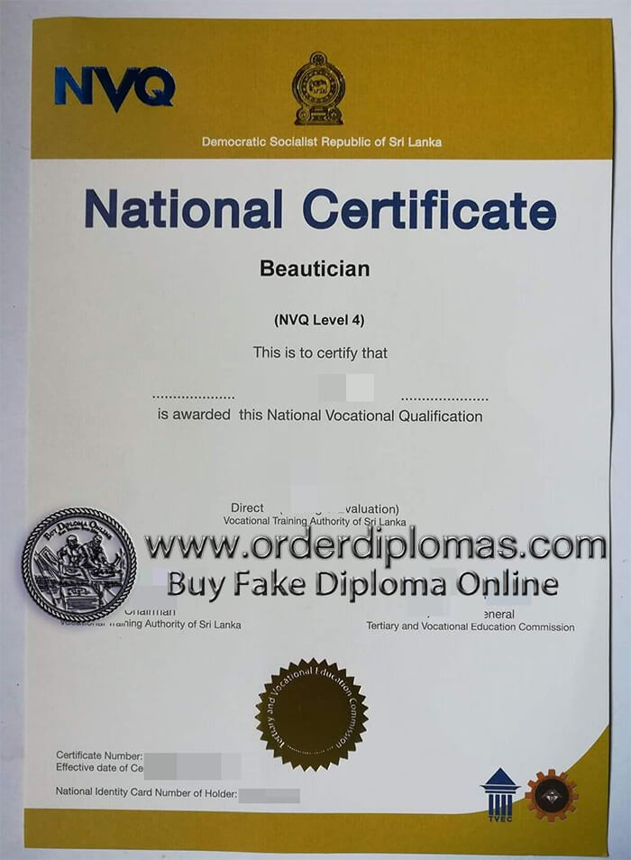 Buy NVQ Level 4 fake certificate.