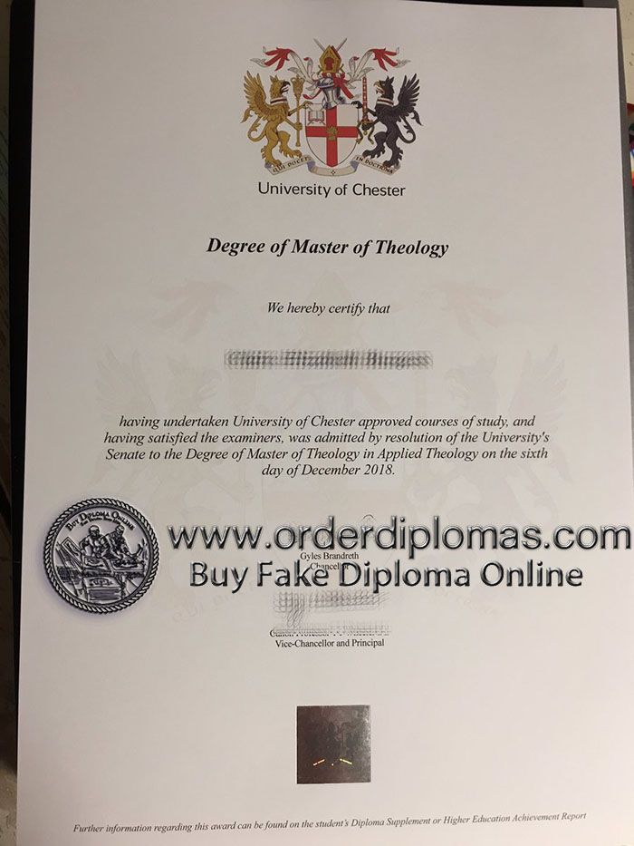 Buy University of Chester fake diploma.