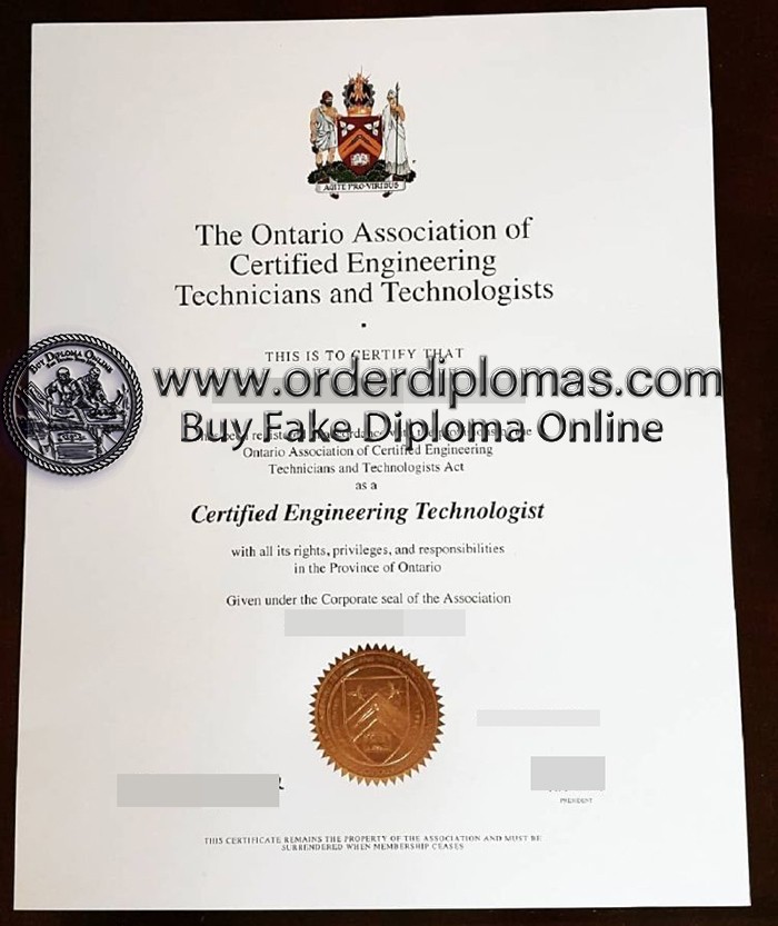 buy fake Ontario Association of Certified Engineering (OACETT) certificate