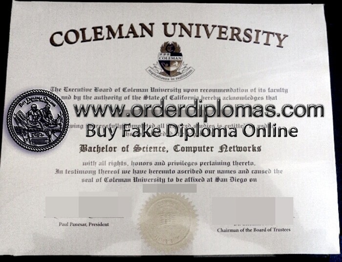 buy fake Coleman College diploma