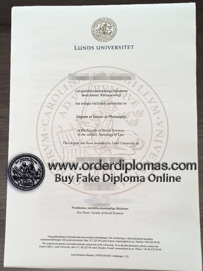 buy fake Lunds University diploma