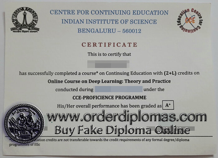 buy fake Indian Institute of Science diploma