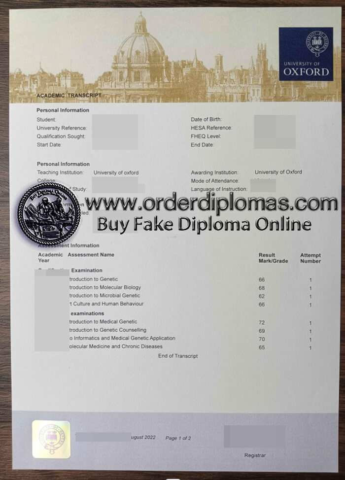 buy fake Oxford University transcript