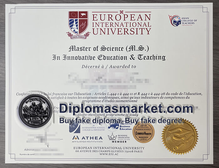 Buy European International University diploma, buy EIU fake degree online.