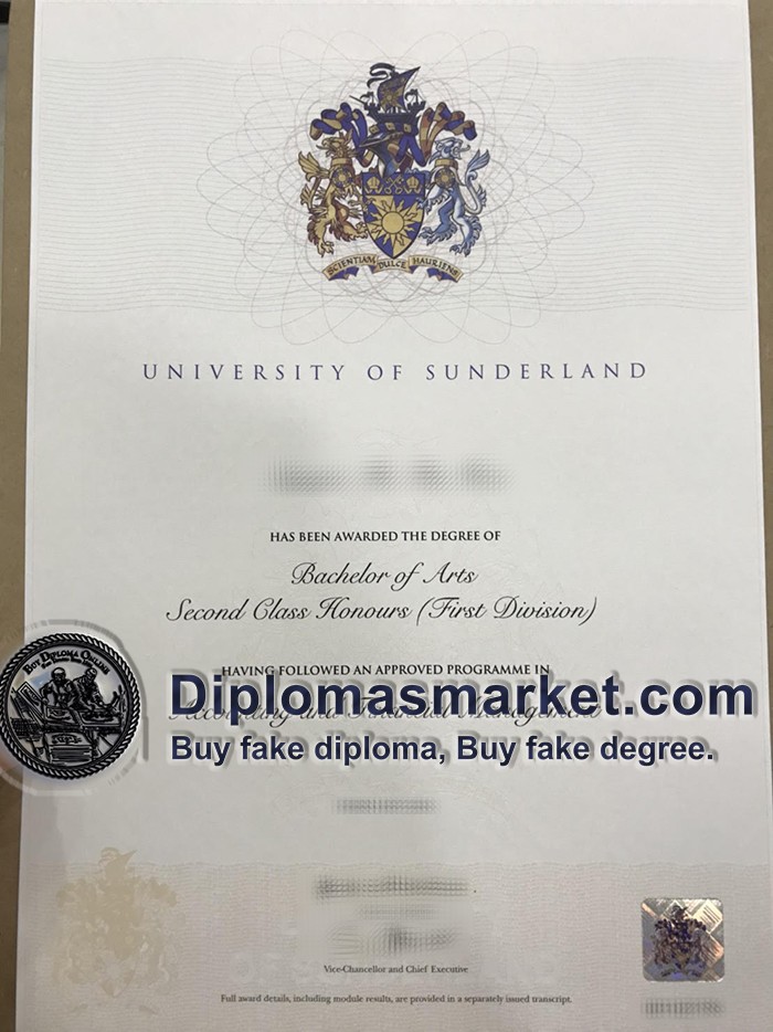 Buy a University of Sunderland diploma, buy University of Sunderland degree, buy fake diploma in UK.