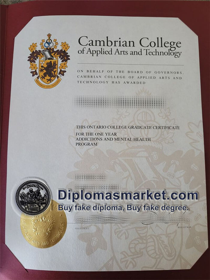 Cambrian College diploma, buy Cambrian College fake certificate online.