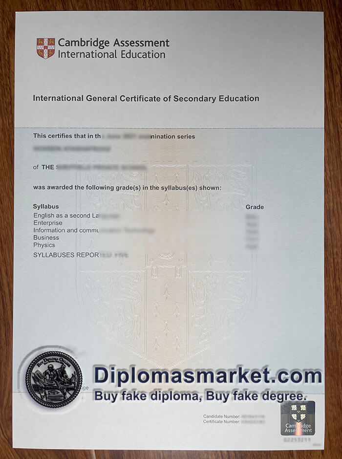 Where to buy Cambridge Assessment certificate? buy IGCSE fake certificate online.