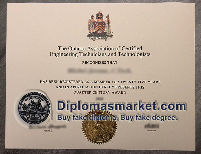 Buy fake diploma from Canada, buy OACETT fake certificate.