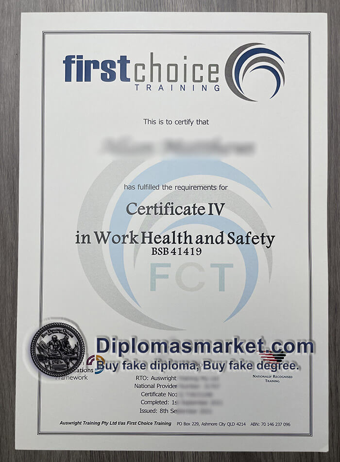 First Choice Training certificate, buy fake First Choice Training certificate online.