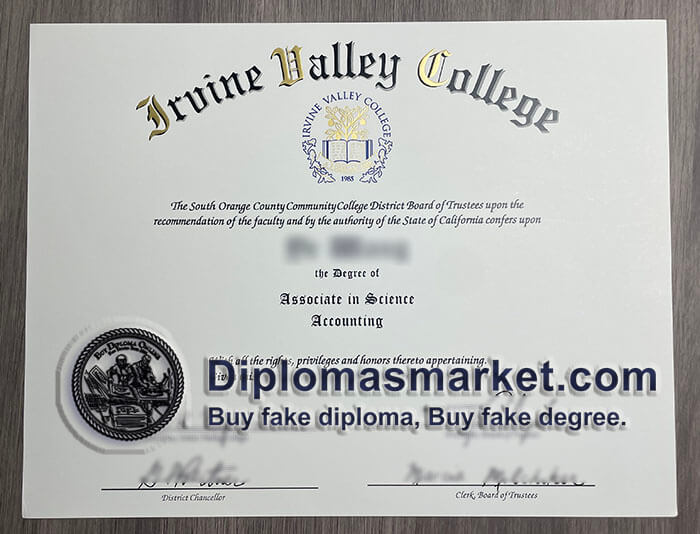Fake Irvine Valley College diploma, buy IVC fake degree online.