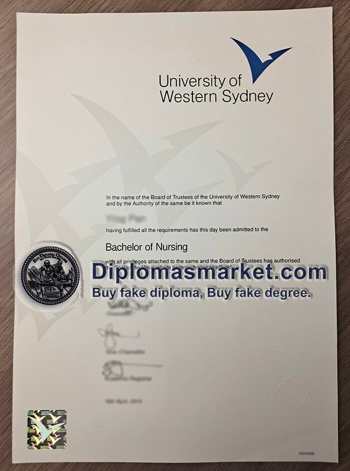 fake University Western Sydney diploma, buy fake degree online.