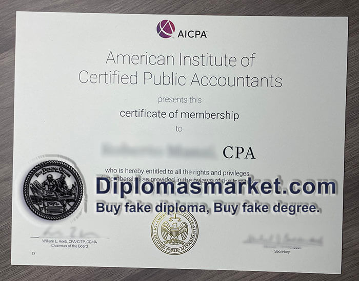 fake AICPA certificate sample