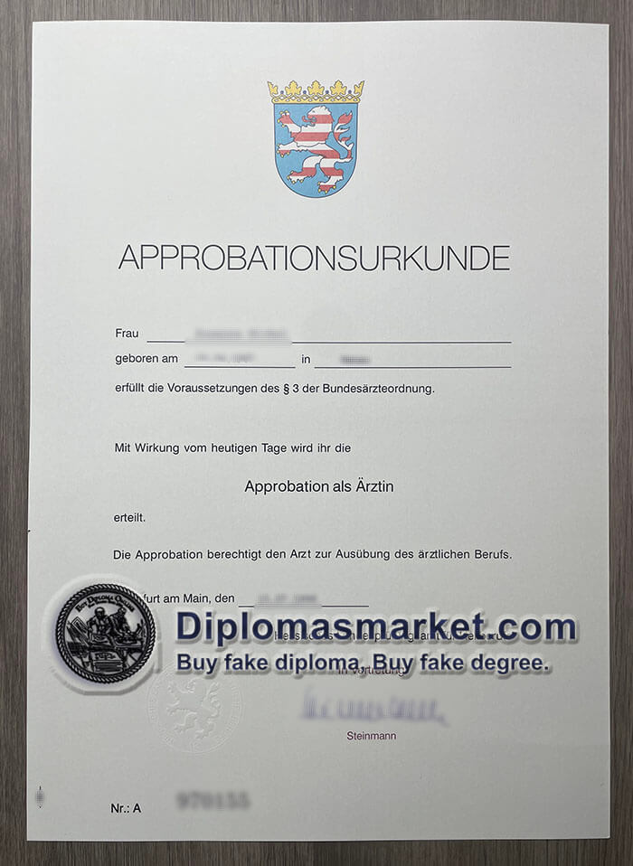 fake Approbation als Arztin certificate, buy fake certificate in Germany.