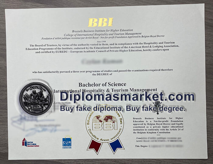 fake Brussels Business institute diploma sample