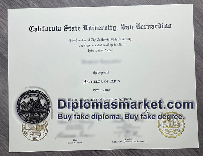 Cal State San Bernardino diploma sample.