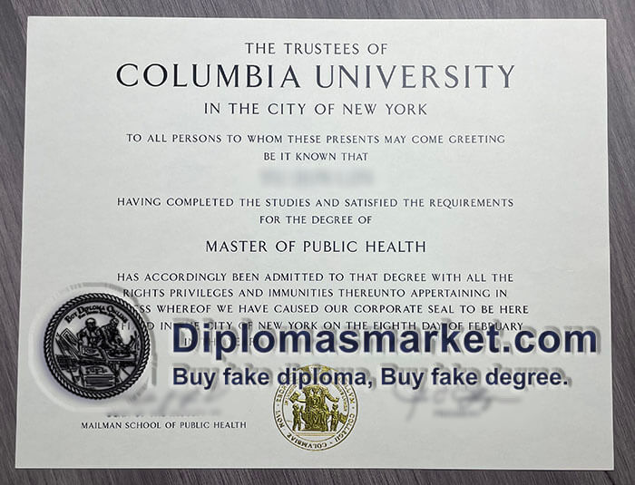 Columbia University diploma sample.