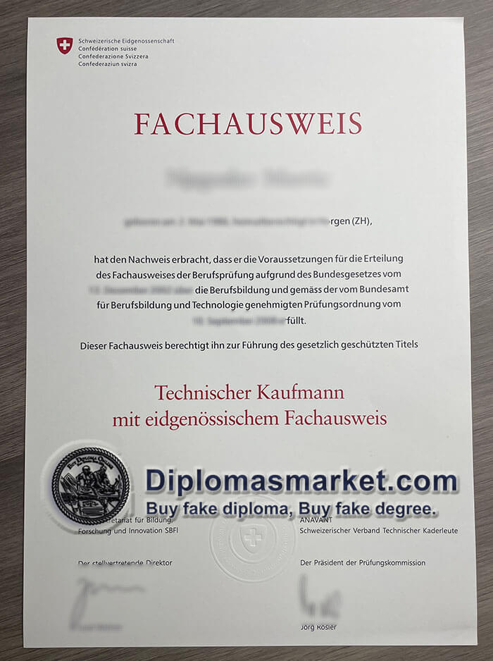 Fachausweis certificate, buy fake Fachausweis certificate.