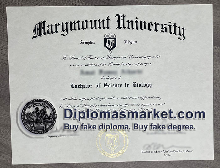 Marymount University diploma sample