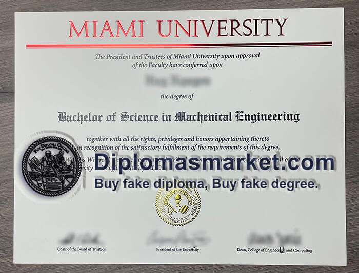 Miami University degree sample