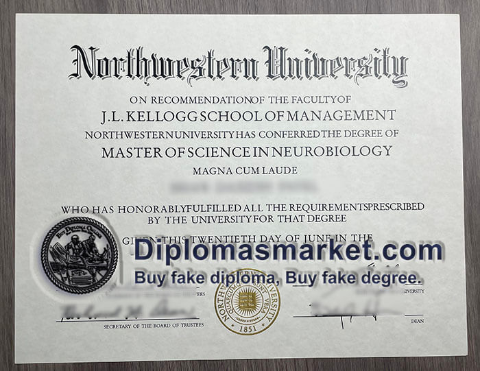 Northwestern University fake diploma sample.