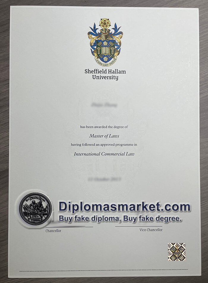 Order Sheffield Hallam University diploma, fake SHU certificate.