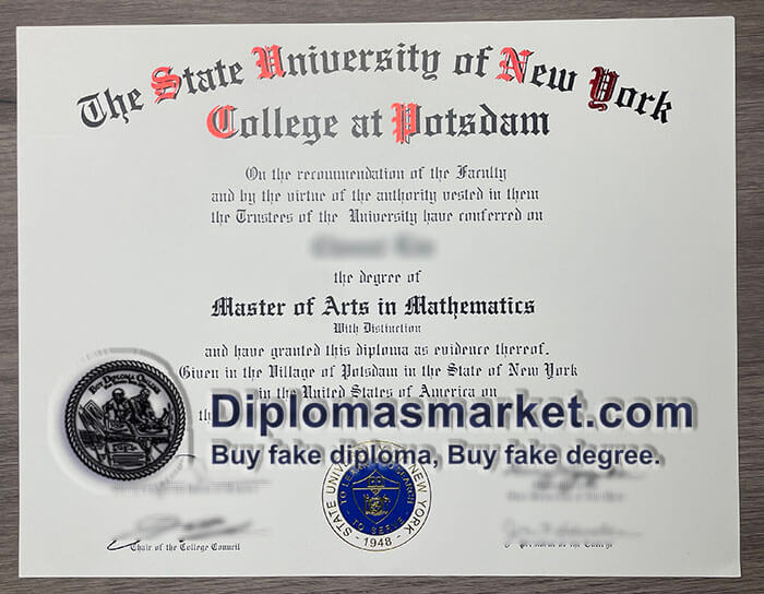 SUNY Potsdam diploma sample