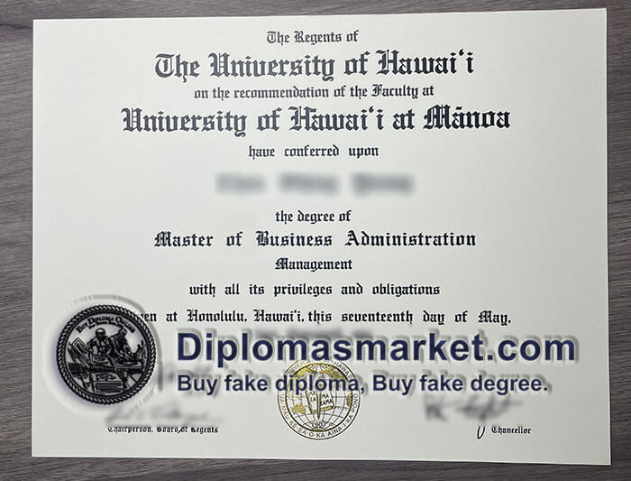 fake University of Hawaii diploma sample