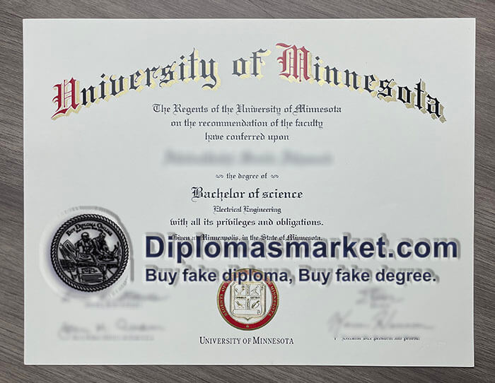 University of Minnesota diploma sample.