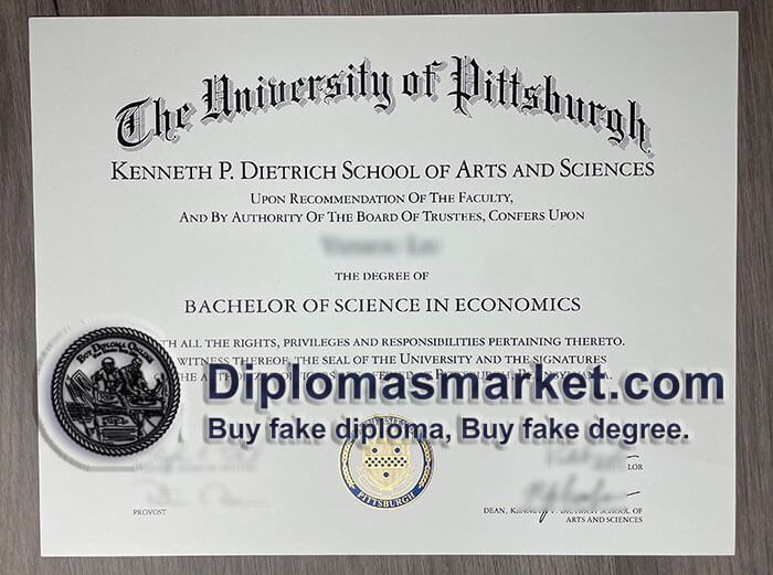 University of Pittsburgh fake diploma sample.