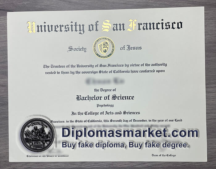 Buy University of San Francisco diploma, fake University of San Francisco degree sample