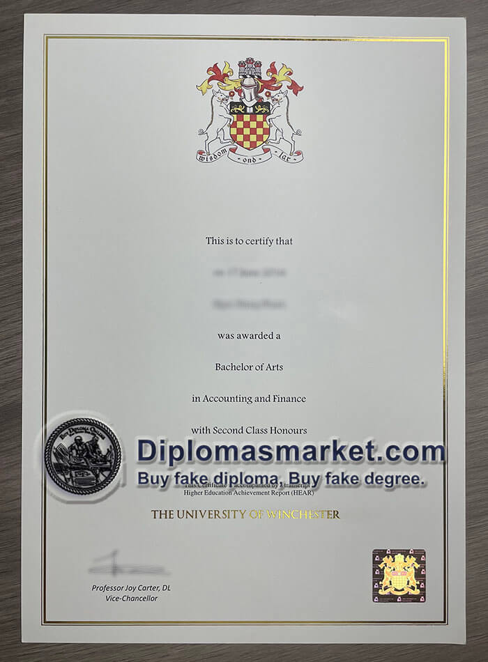 University of Winchester certificate, buy University of Winchester fake diploma.