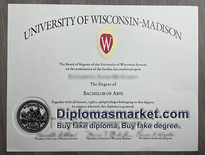 UW Madison diploma, UW–Madison fake diploma sample.