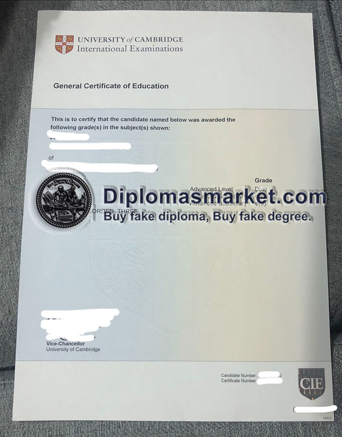 General Certificate of Education certificate, order GCE fake certificate sample.