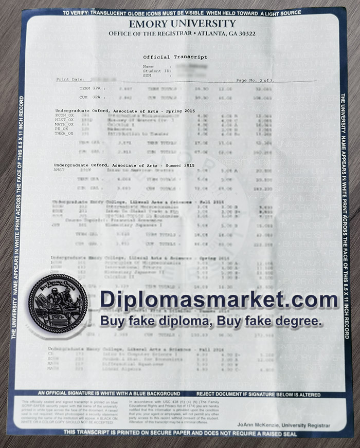 Order Emory University transcript and diploma, fake Emory University transcript.