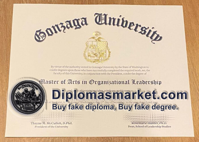 Buy Gonzaga University diploma, fake Gonzaga University degree.