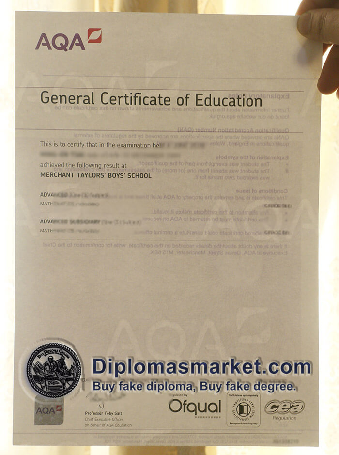order AQA GCE certificate online