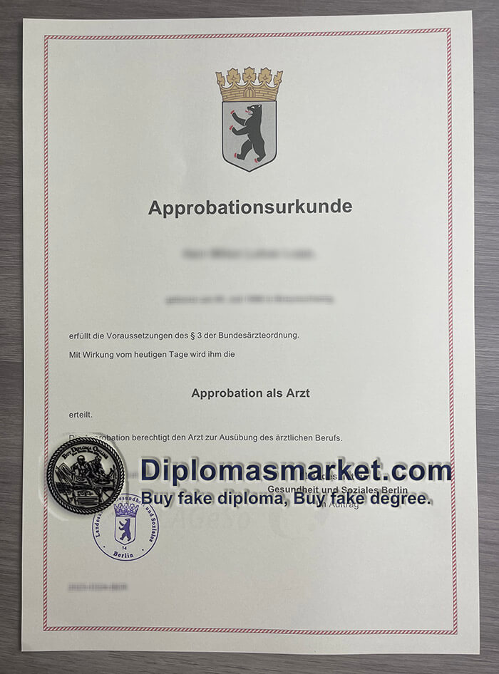 Buy berlin Approbation als Arzt certificate, order Approbationsurkunde online