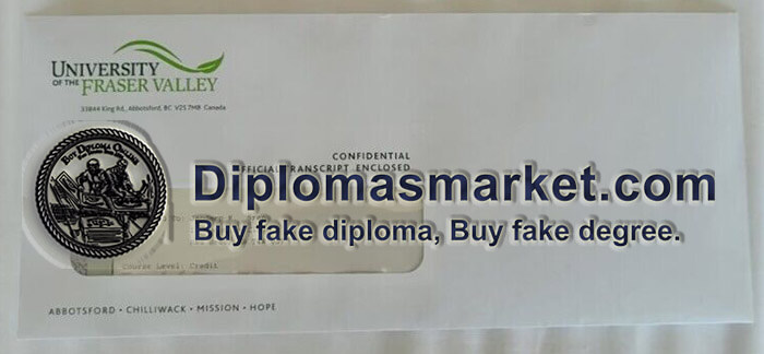 Buy University of Fraser Valley degree, fake UFV certificate. UFV transcript enevlope