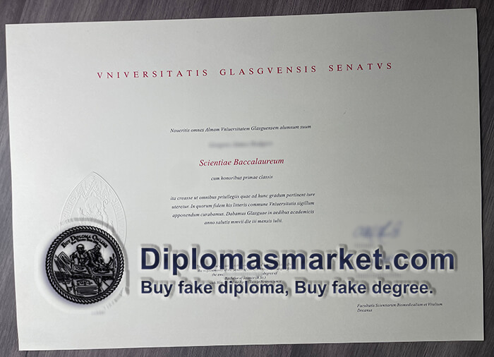 VGC diploma. fake Vniversitatis Glasgvensis Senatvs degree