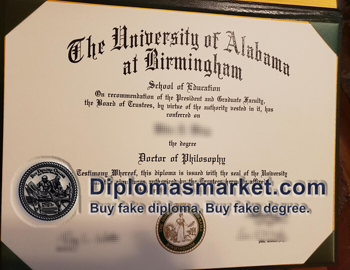fake University of Alabama at Birmingham diploma.