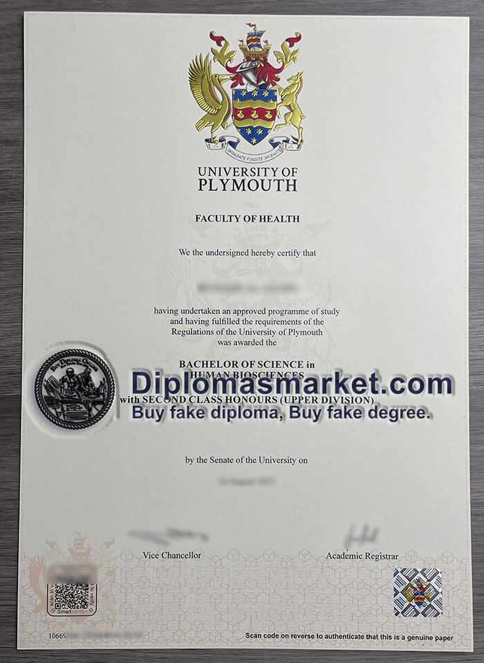 Buy University of Plymouth diploma