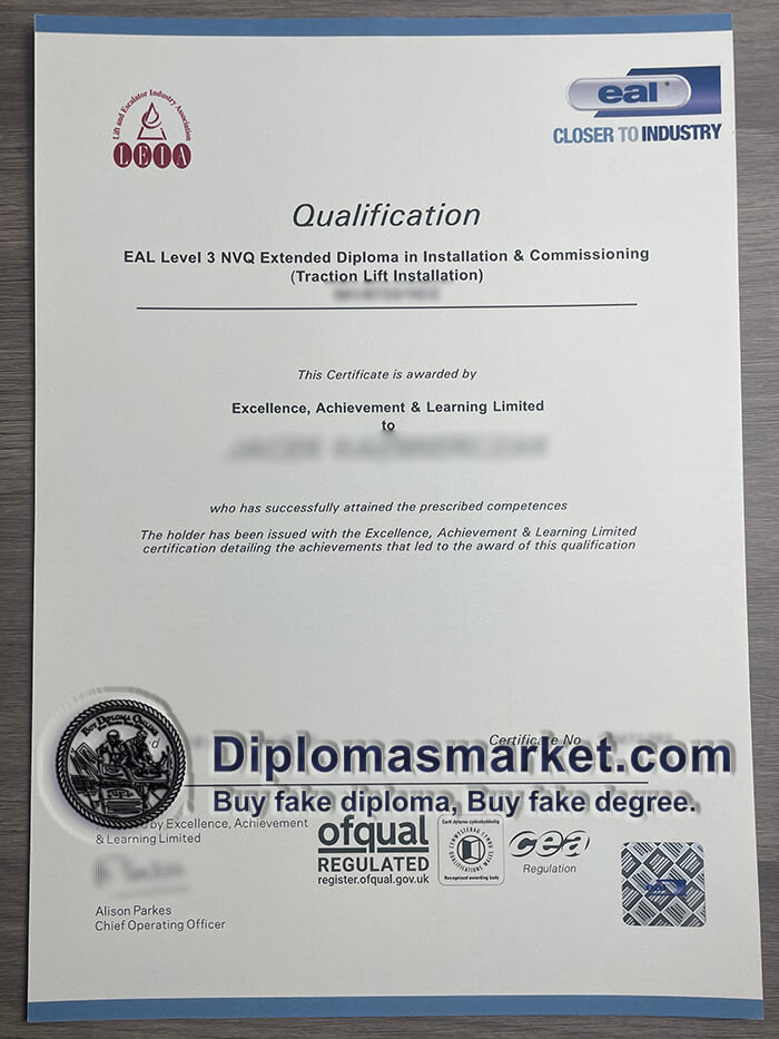 buy EAL Level 3 NVQ certificate.