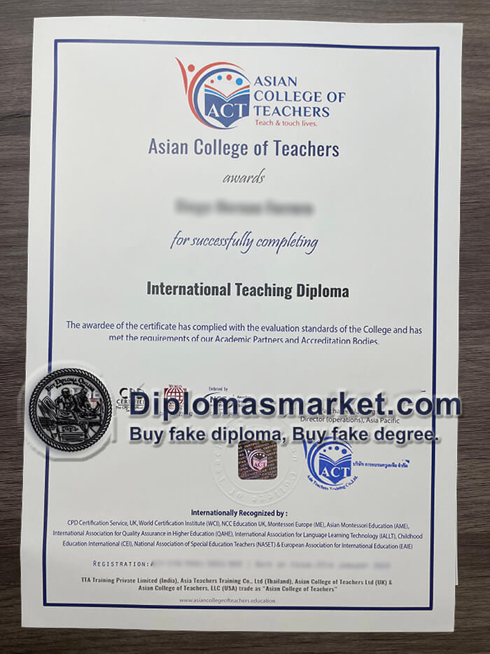 Where to buy Asian College of Teachers fake diploma? buy Asian College of Teachers fake certificate online,